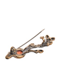 AM-2083 Брошь «Весеннее пробуждение» (латунь, янтарь)