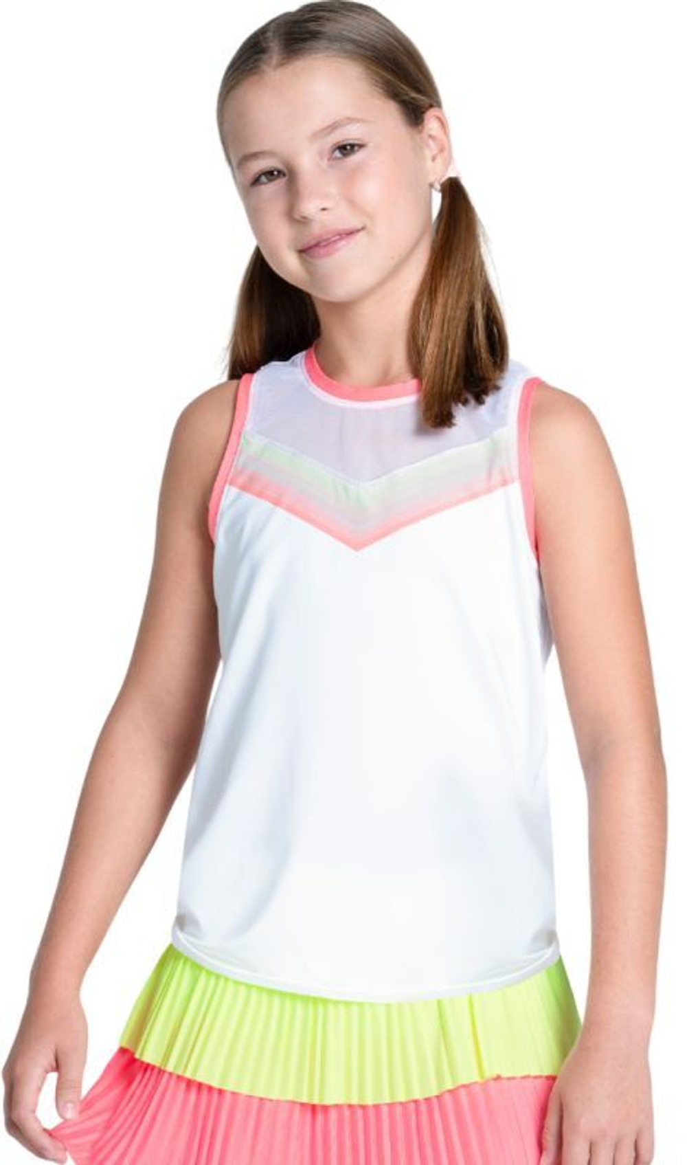 Футболка для девочки теннисная Lucky in Love Girls Sunset Spin Tie Back - белый