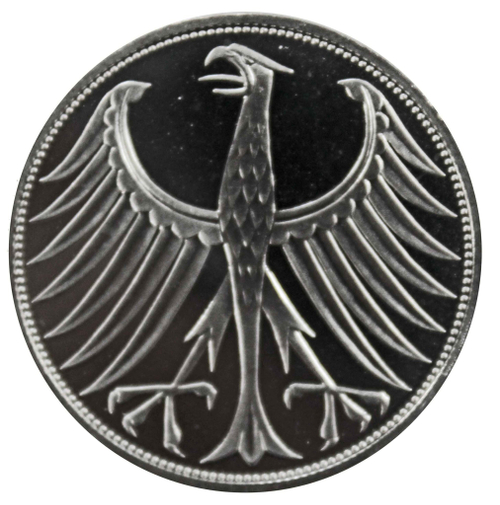 5 марок 1971 (J) Германия. Серебро. PROOF