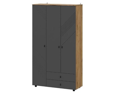 БАЙКАЛ Шкаф трехстворчатый (с ящиками) Графит/Дуб золотой