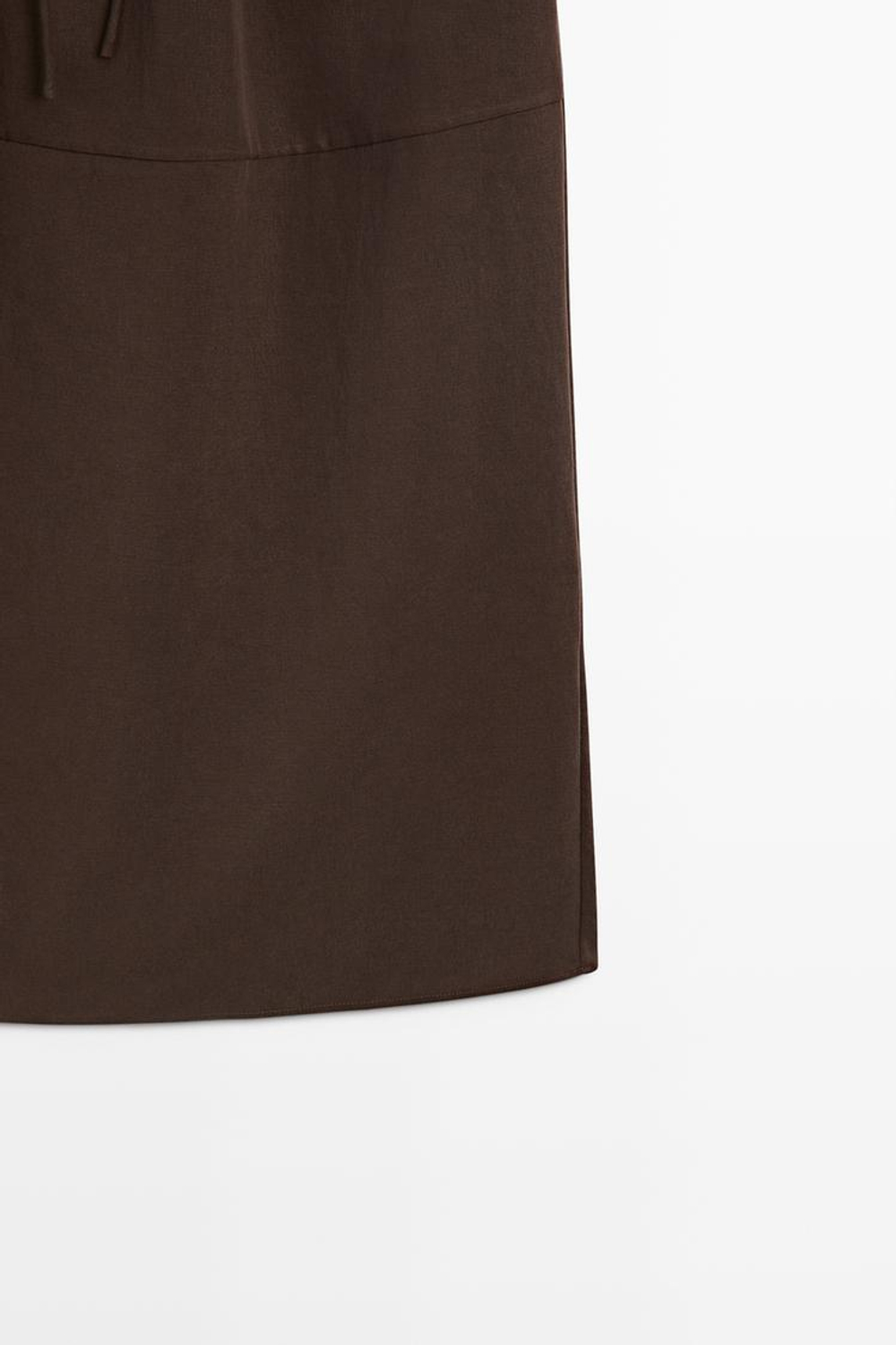 Massimo Dutti Струящаяся юбка миди на шнуровке, коричневый