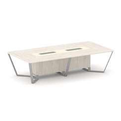 Steel Meet Стол переговорный прямоугольный KMK-PR.B.SP-12 Денвер Светлый/Ваниль Глянец/Металл Серый