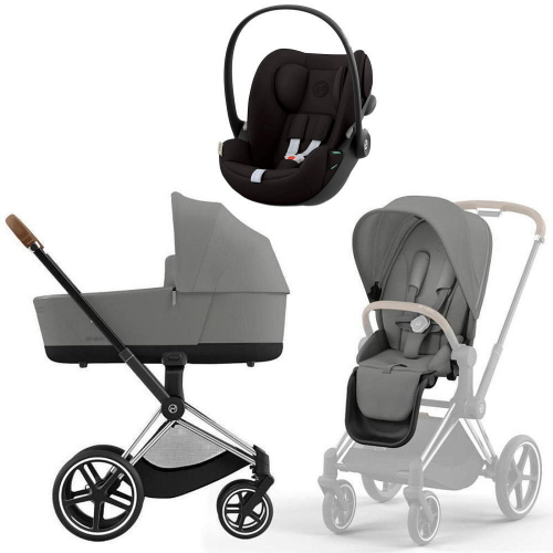 Коляска Cybex Priam IV Chrome Brown complete и автокресло Cloud G i-Size Magic Black 3 в 1 Mirage Grey