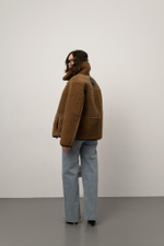 Чёрно-коричневая двусторонняя шуба-дублёнка