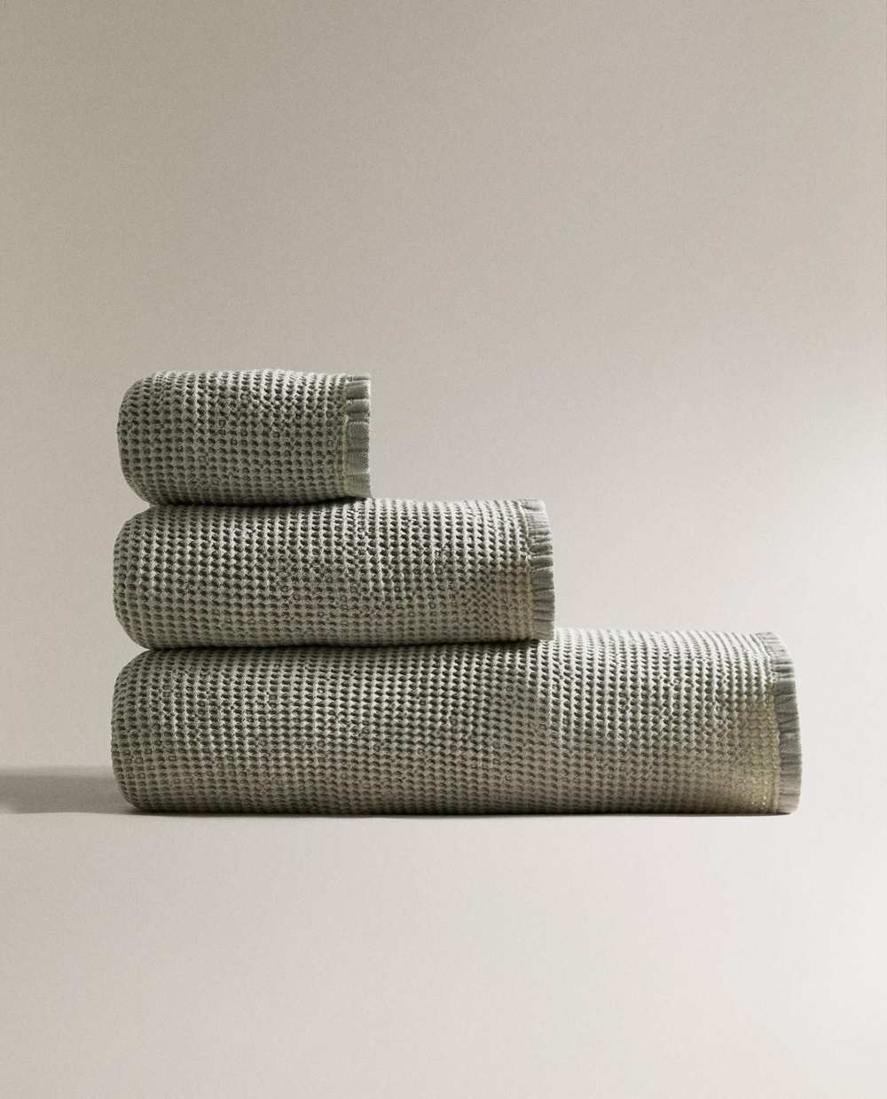 Zara Home - Мини вафельное банное полотенце, зеленый, 30х50 см