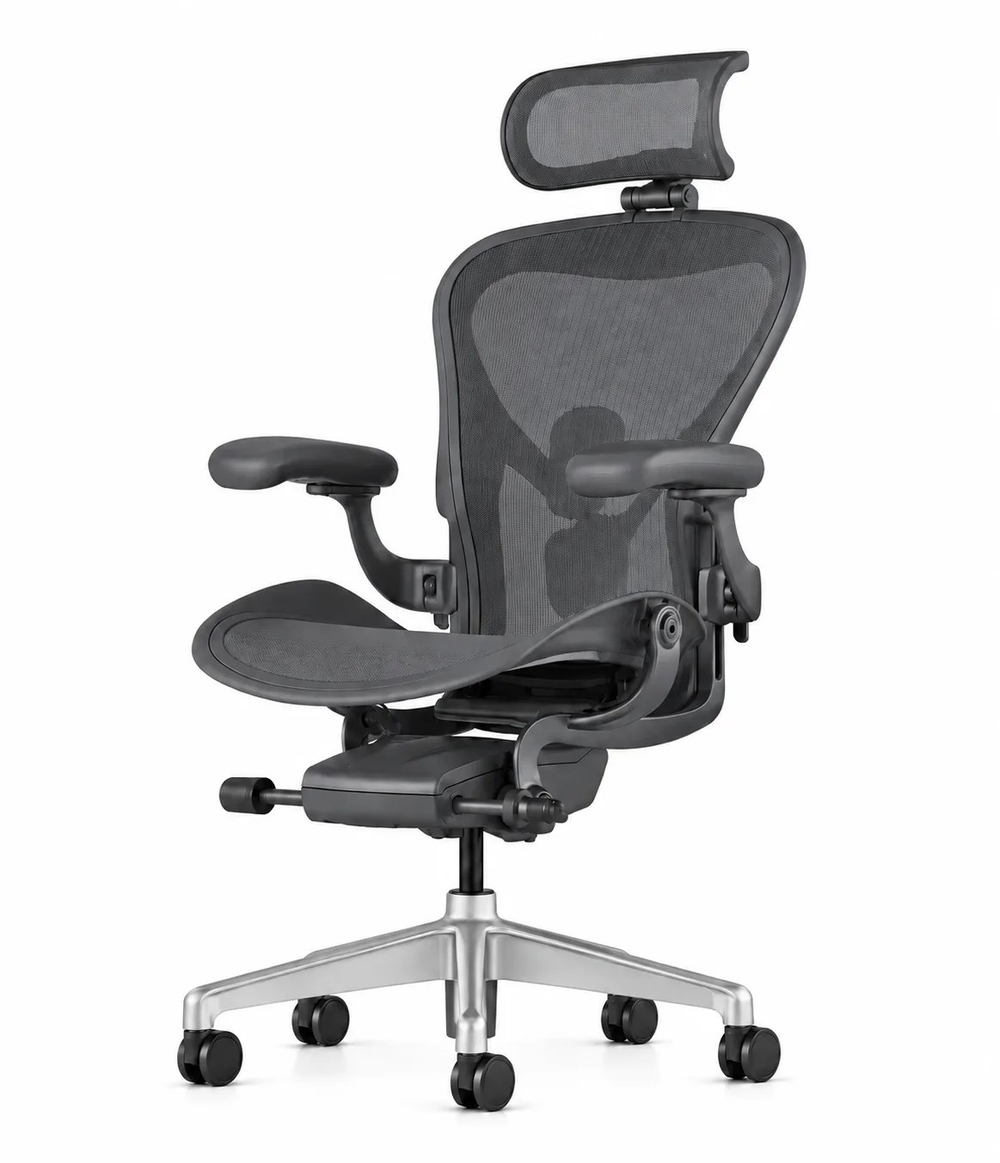 Кресло Herman Miller Aeron Graphite Polished Aluminium, размер C