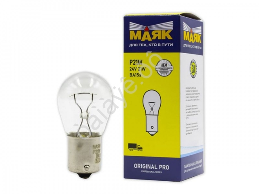 Автолампа  Р 24-21  (P21W) 1конт (BA15s) Маяк ORIGINAL PRO ОЕМ #02413\10