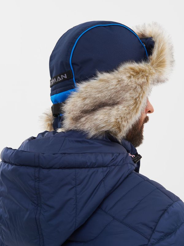 Шапка ушанка зимняя Yakutia цвет Тёмно-синий ткань Galaxy Breathable иск. мех Волк