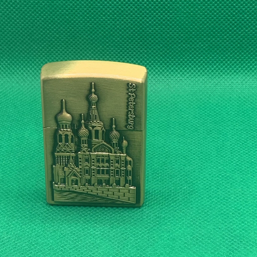 подарочная зажигалка газовая храм Василия Блаженного, серебристый