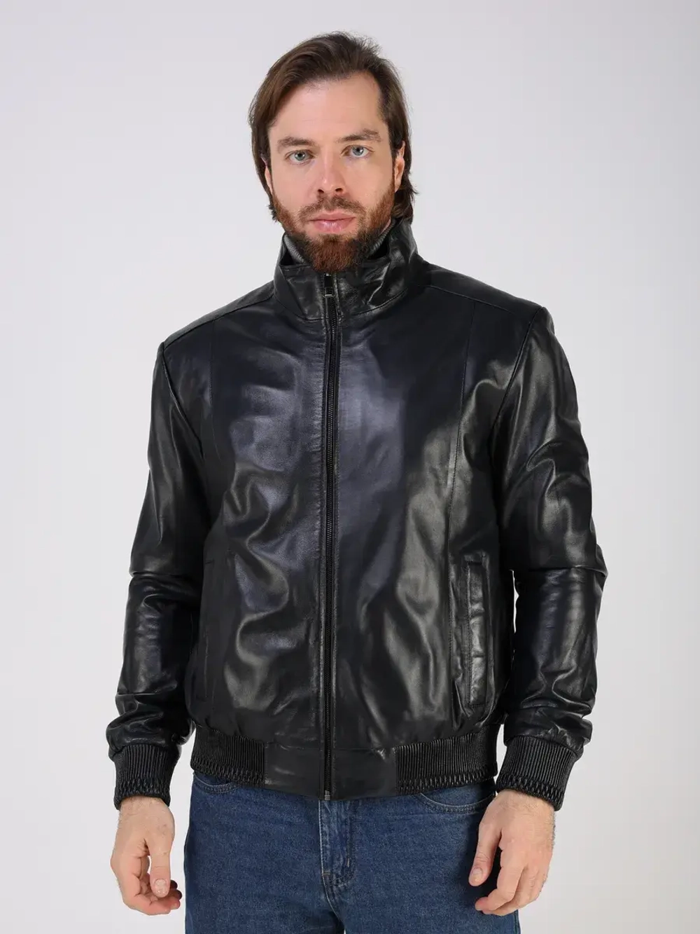 Кожаная куртка демисезонная на резинке