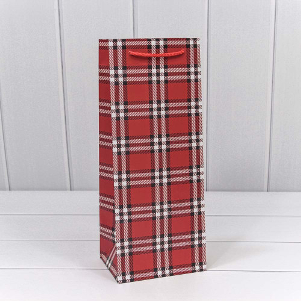 Пакет подарочный Под бутылку 13х35х11см "Цветы" (Микс)