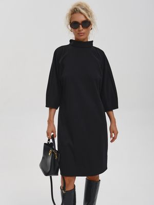 Платье МЫШЬ с воротником стойка, черный