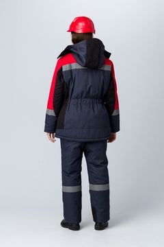 Костюм зимний женский "Вектрон-2" СОП У. полукомбинезон (черный/красный/серый)