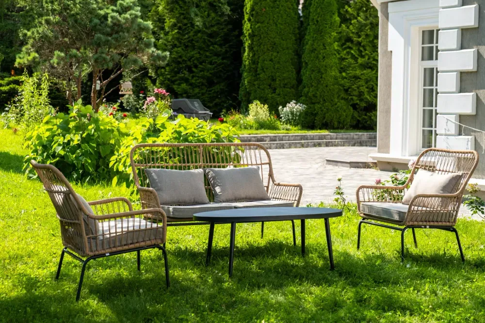 "Версаль" лаунж-зона из искусственного ротанга на 4 персоны, цвет соломенный