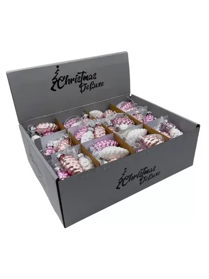 Набор стеклянных украшений Гроздь Шишек, 3 шт., 6 см., лилово-розовый, Christmas DeLuxe (89873)