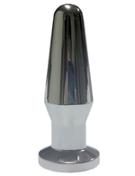 Серебристая анальная пробка с черным кристаллом - 10,3 см.