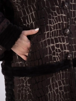 Дубленка женская натуральная длинная с капюшоном оверсайз