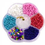 Набор для создания украшений-бисер Alingar, 80х80х12 мм, "Микс", 5 цв. и микс бисер, 1х1,1 м леска, пластик. пенал