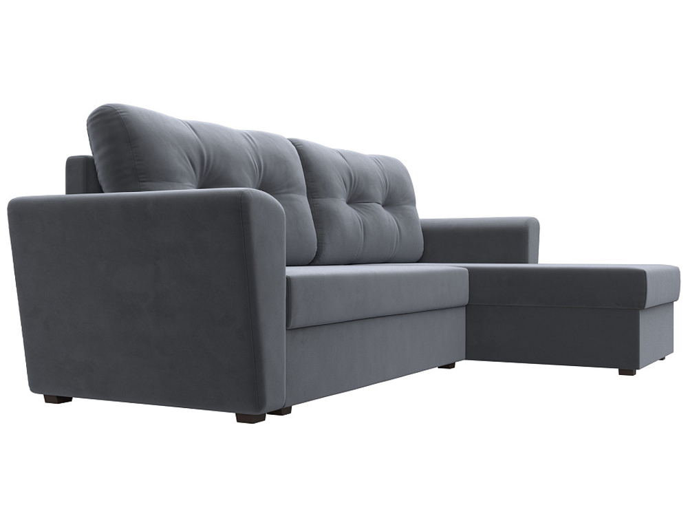 Диван угловой Амстердам Лайт правый угол, Серый, Велюр, 112453