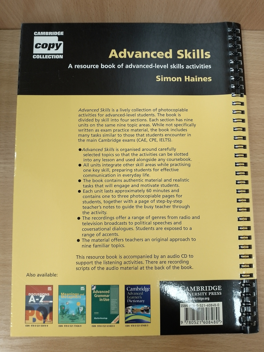 Advanced Skills Book and Audio CD Pack: A Resource Book of Advanced-Level Skills Activities (Cambridge Copy Collection) Spiral-bound – Audiobook