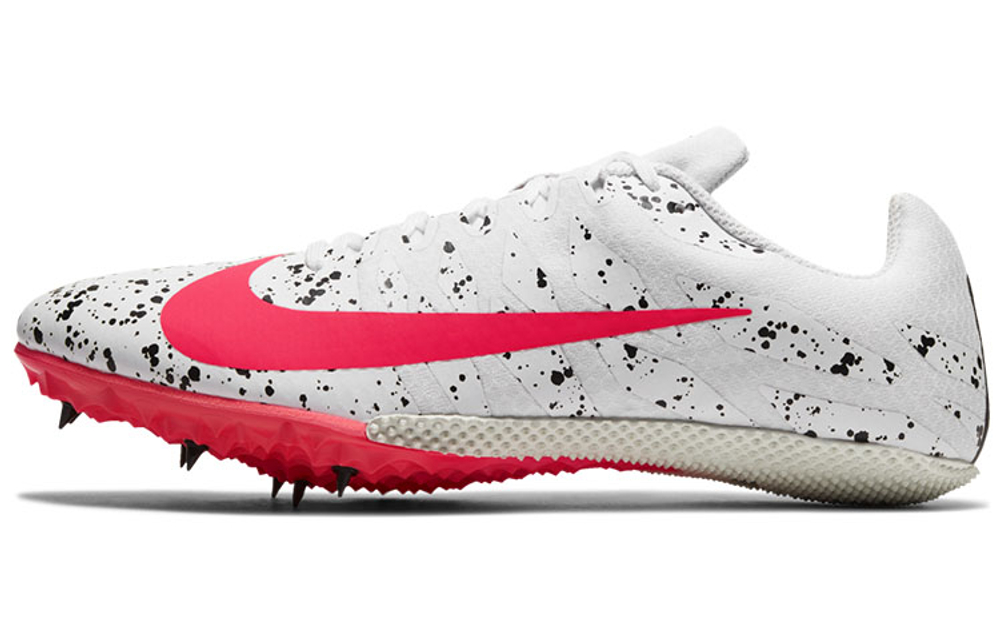 Nike Air Zoom Rival S 9 Spikes "Paint Splatter White Crimson Jade"
