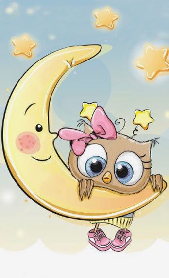 Алмазная вышивка "Малышка на луне", 20х30 см