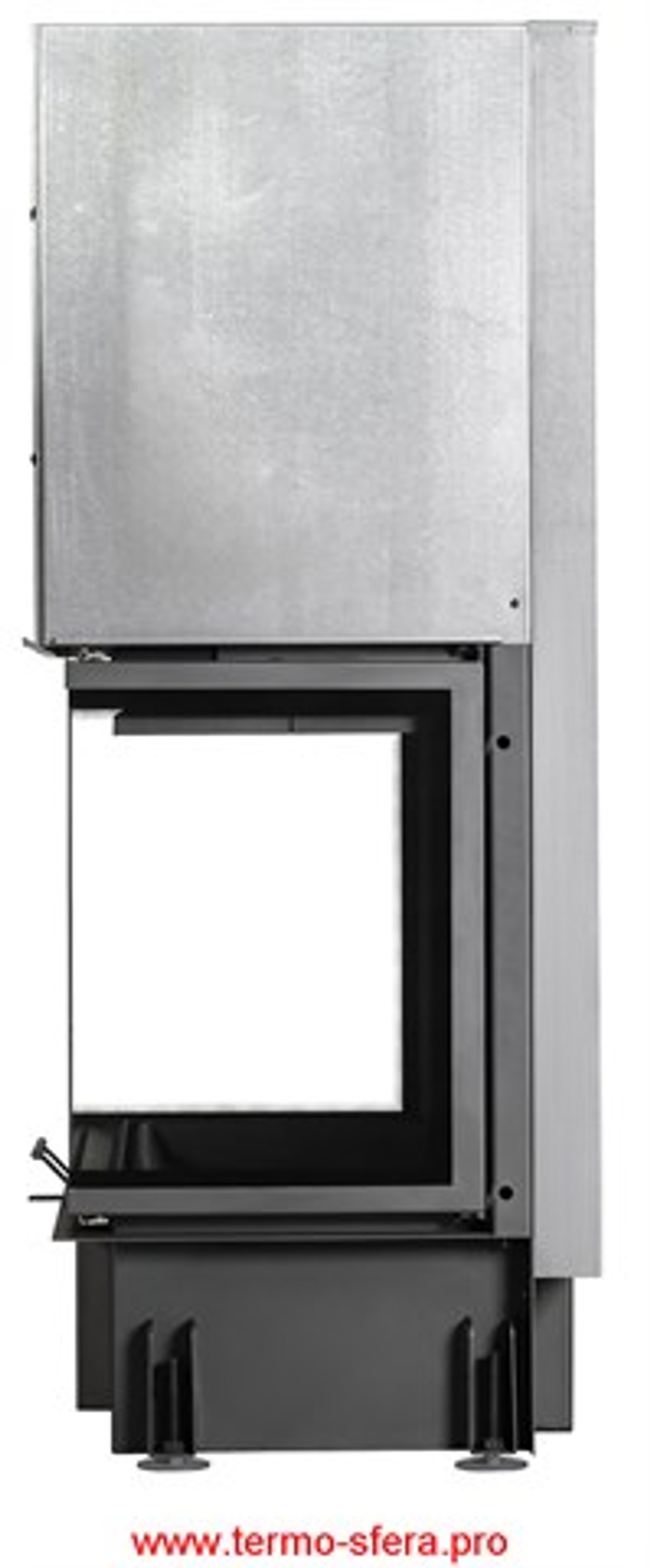 Каминная топка Экокамин ДЕЛЬТА 1200х800х450 PB три стекла подовая черный шамот