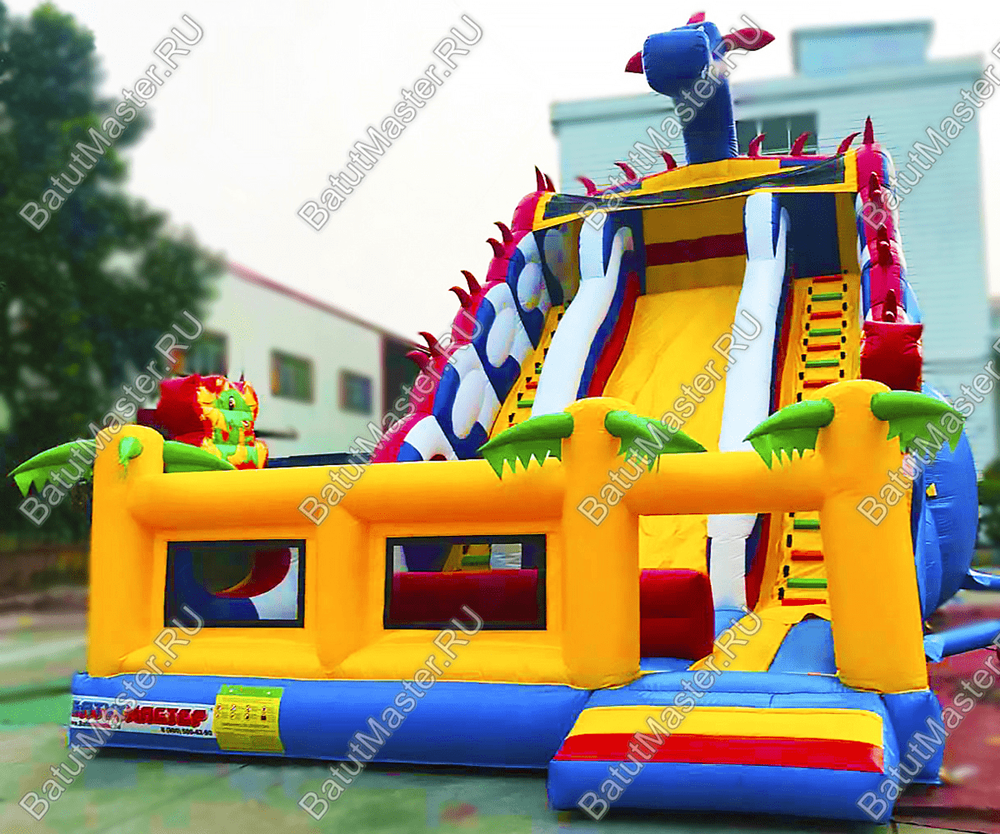 Коммерческий надувной батут-горка «Дракон 2», 11,5*6*9 м