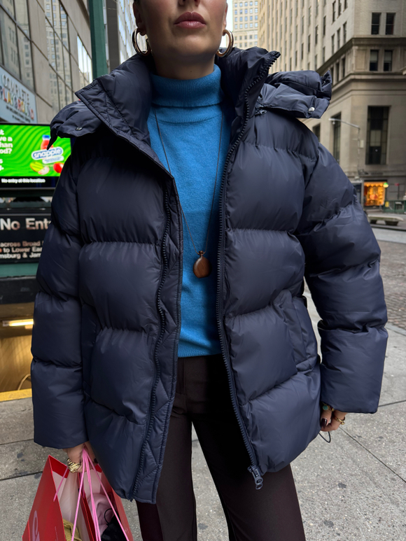 Пуховик Рокет миди синий