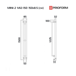 MINI 2-150 водяной полотенцесушитель длина 150 см