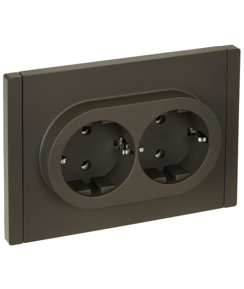 FORTE&PIANO Розетка 2-местная с заземлением без защитных шторок безвинтовое крепление 16А FP324 серый IEK