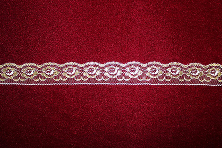 Кружево белое/чёрное золото (узкое)