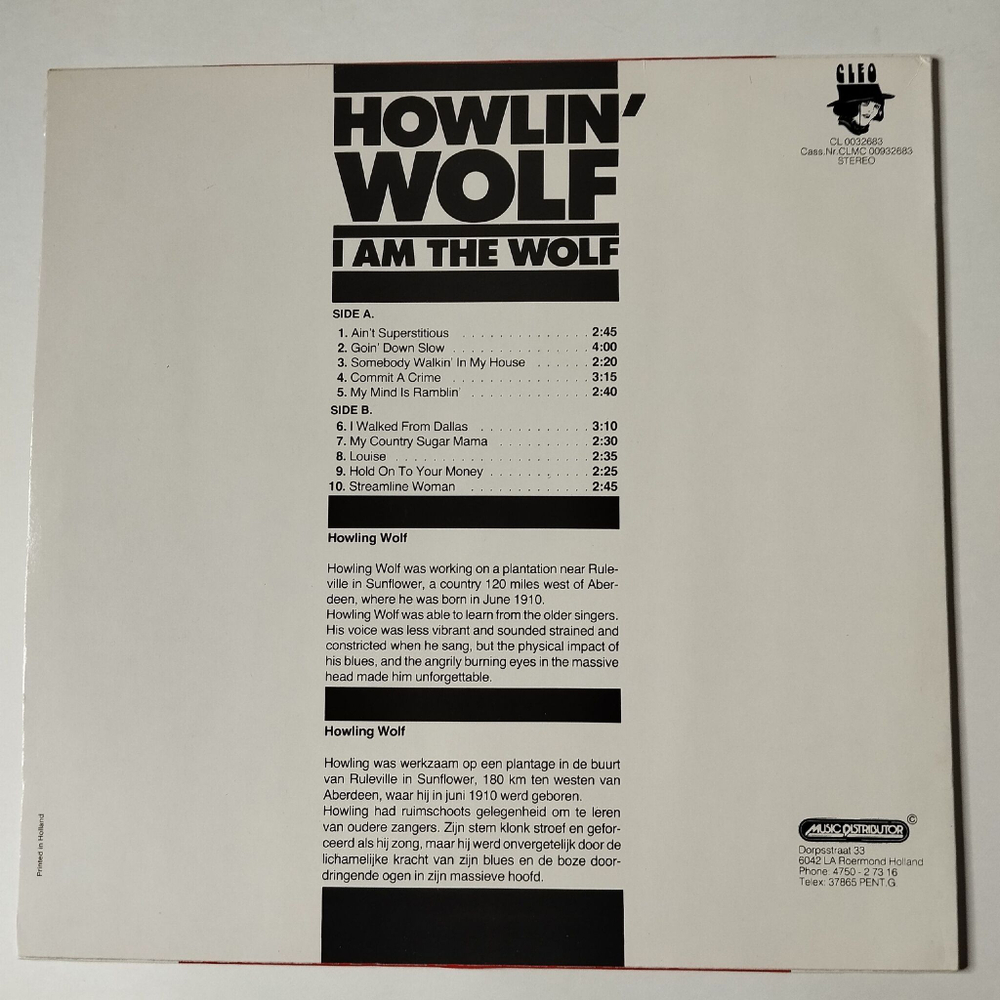 Винтажная виниловая пластинка LP Howlin Wolf I Am The Wolf (France 1988)