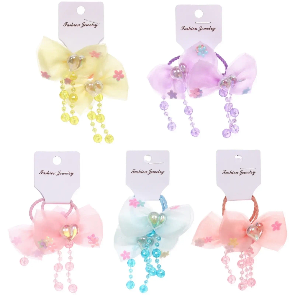 Резинки для волос детские 2шт «КОНФЕТКИ», бусинки, микс 5 цветов, d-3см