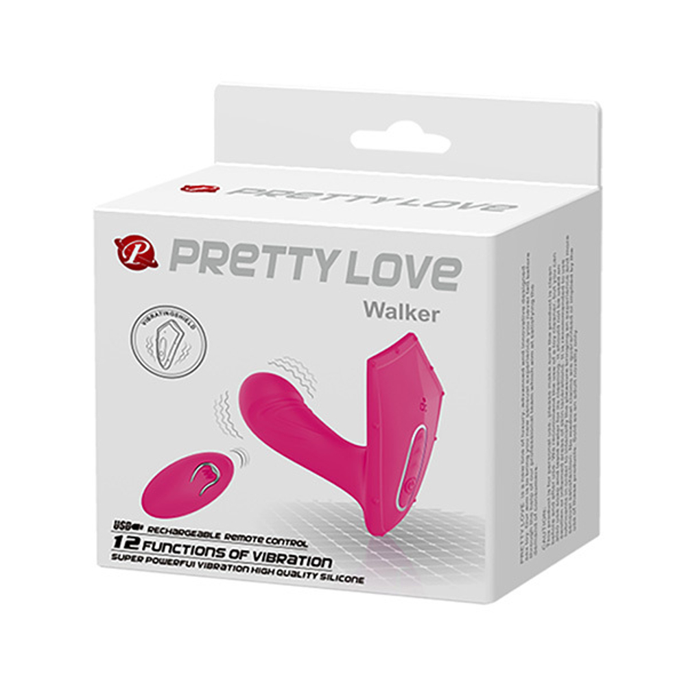 Розовый вибромассажёр 9,7см с пультом ДУ Pretty Love Walker BI-014583W-1
