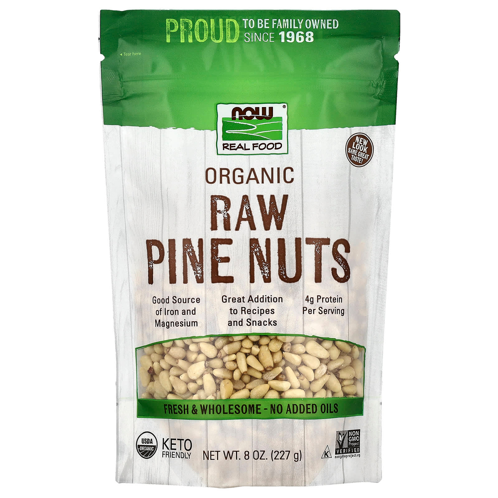 NOW Foods, Real Food, органические необработанные кедровые орехи, 227 г (8 унций)