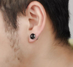 Серьги гвоздики с чёрным камнем Steelman 87994