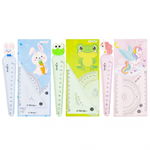 Набор чертежный Yalong, 12 см, пластиковый, 4 предмета, "Малыши-зверята", пакет-пенал ПВХ с европодвесом