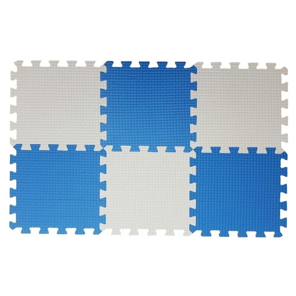 Коврик-пазл BABYPUZZ (6 плит 33x33x1см, ~0,65кв.м./уп) Бело-голубой