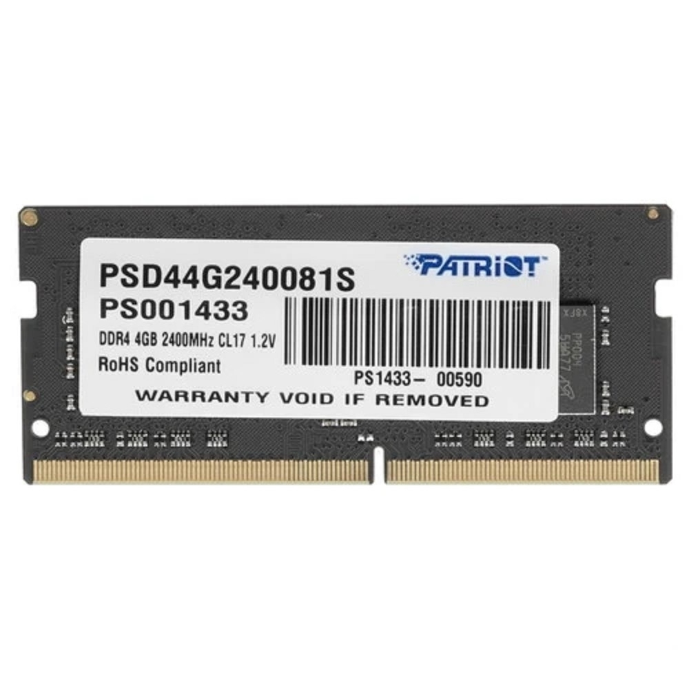 Оперативная память Память SO-DIMM DDR4 4Gb PC19200 2400MHz CL17 Patriot 1.2V (PSD44G240081S)