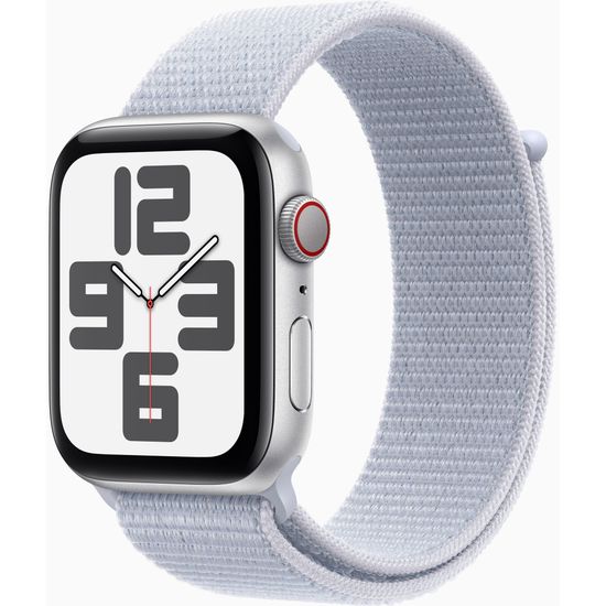 Apple Watch SE 2 (2024) GPS + Cellular 44mm Silver Aluminum Case with Blue Cloud Sport Loop