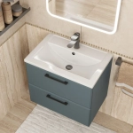 Тумба с раковиной для ванной Uperwood Foster New 60 см, подвесная, серый графит