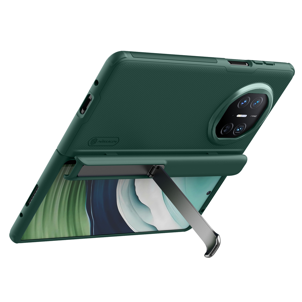 Усиленный чехол зеленого цвета от Nillkin для Huawei Mate X5, серия Super Frosted Shield Fold (версия с подставкой)