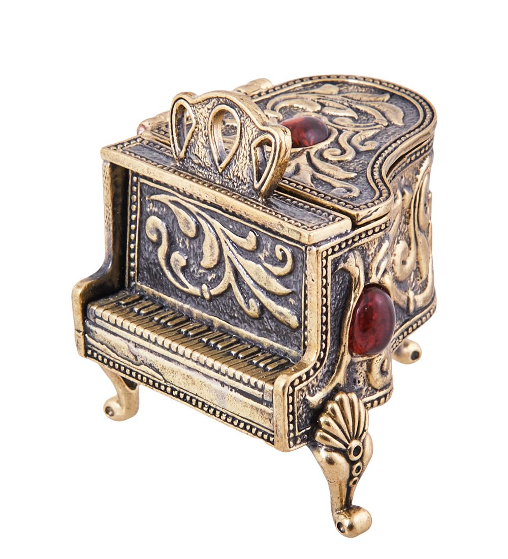 Народные промыслы AM-3881 Шкатулка «Рояль» (латунь, янтарь)