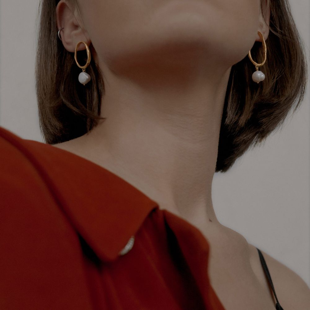 Серьги Union асимметричные, позолота