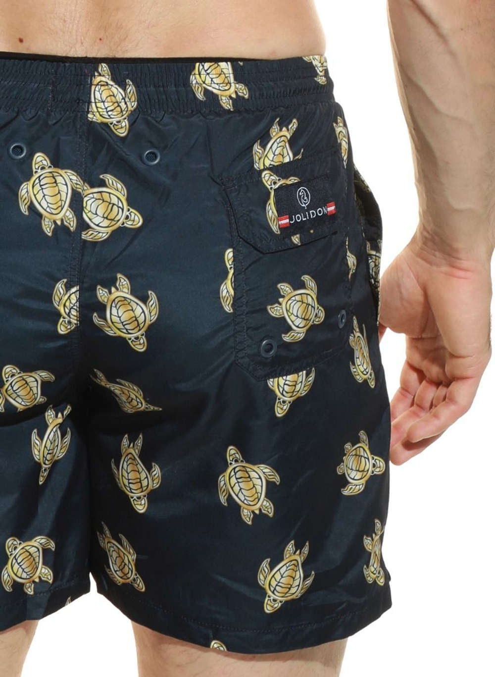Мужские пляжные шорты с принтом в виде морских черепах (Размер: XL) (Цвет: черный)
