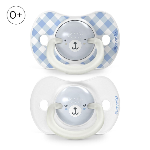 Набор пустышек Suavinex Night&Day Wild синий 0-6 мес, 2 шт