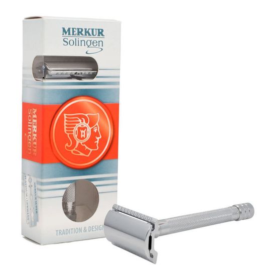 Т-образная бритва (станок) для бритья MERKUR хромированный, с удлиненной ручкой