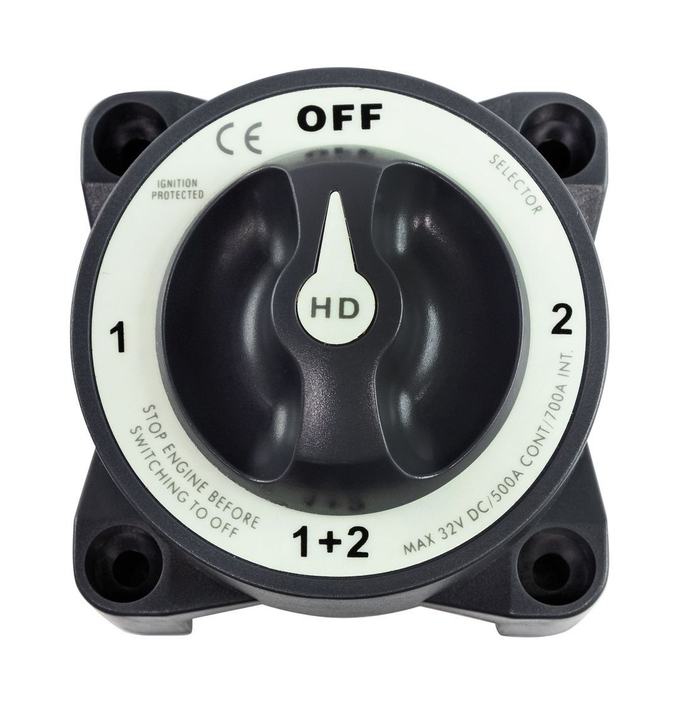 Выключатель массы "OFF-1-BOTH-2" (2 АКБ), 500 А, Marine Rocket