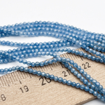 Фианит Кракле бусины (кубический цирконий), цвет аквамарин, размер около 2 мм, цена за нить 38 см